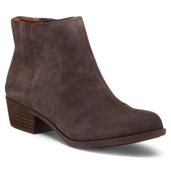 Lucky Brand Benissa‎ Booties Ankle Boots Brown Suede Leather Womens Size … - Picture 1 of 9